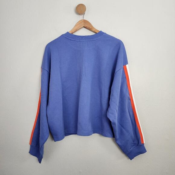 NWT Roxy Bright Lights Crewneck Sweatshirt Large Marlin Cotton Terry Striped - Picture 13 of 13